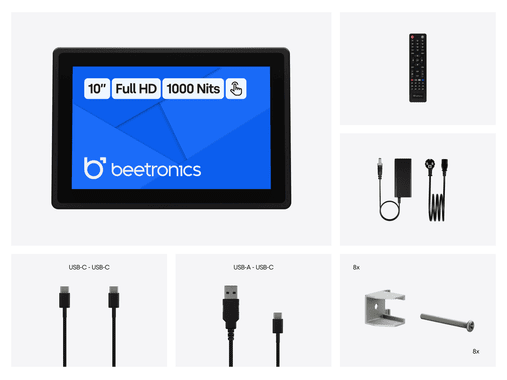 10 Tommers Touchskjerm Metall (Høy Lysstyrke)