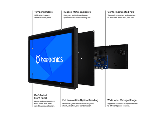 10 Tommers Touchskjerm Metall (Høy Lysstyrke)